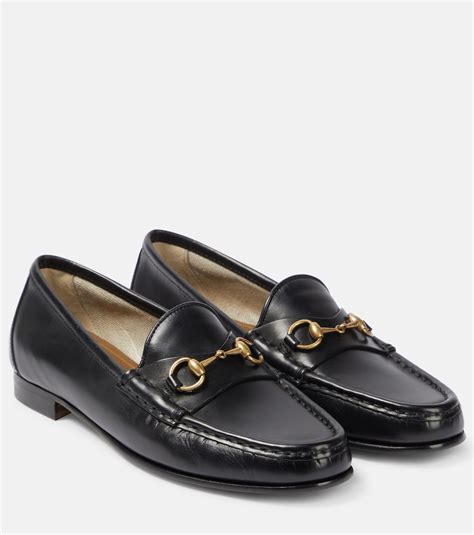 gucci 1955 horsebit accent leather loafers|Gucci 1953 horsebit loafer suede.